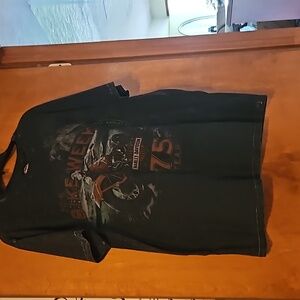 HD xl black t-shirt from Daytona Beach, FL.  Has a "worn look" on the seams.